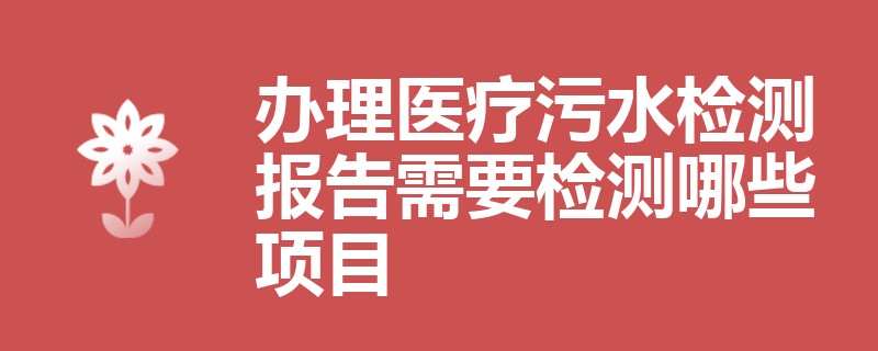 办理医疗污水检测报告需要检测哪些项目